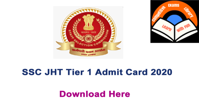 SSC JHT Tier 1 Admit Card 2020