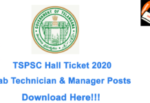 TSPSC Hall Ticket 2020: Download for Lab Technician & Manager Posts TSPSC Hall Ticket 2020