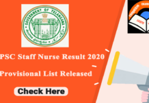 TSPSC Staff Nurse Result 2020: Check Here the Provisional List & CV Date TSPSC Staff Nurse Result 2020